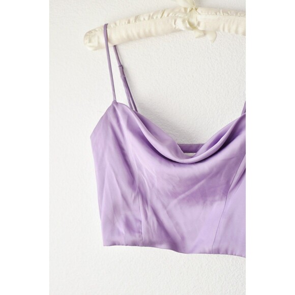 H&M Crop Top Woman's Xs Pastel Purple Lavender Princess Coquette Satin - Picture 3 of 8